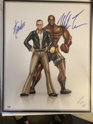 Rare Signed Stan Lee And Mike Tyson 16x20 Photo With Psa Dna