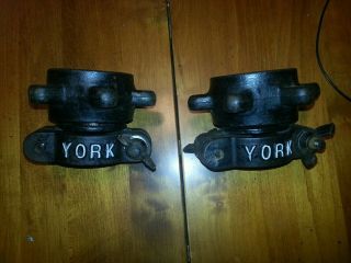 Two Rare Vintage York Barbell Olympic Collars -