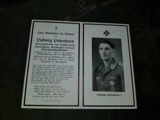 Wwii German Luftwaffe Death Card For Ludwig Leberkern