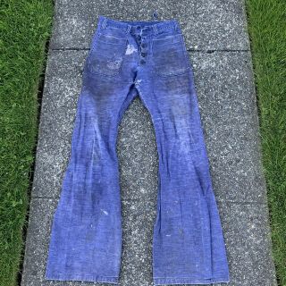 Us Navy Usn Blue Denim Pants Dungaree Trousers Vintage