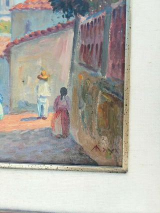 Vintage Maya Taxco City Oil on Canvas Painting old church mexico southwest 6