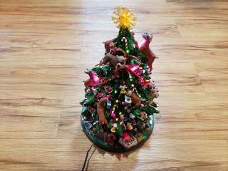 Rare Danbury Boxer Lighted Christmas Tree/ Inc Magnetic Bone Star