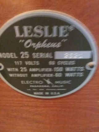 Leslie Hammond Organ Speaker RARE Orpheus Model 25 160 watt Amplifier 12 