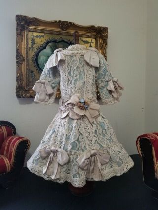 Vintage French Victorian Cotton Dress 17 " For Antique Bisque German Doll 24 - 28 "
