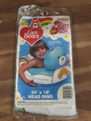 1983 Care Bears Vintage American Greetings Coleco Head Ring Pool Float NOS 2