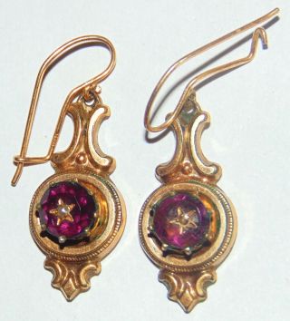 Rare Victorian Scottish Thistle Gold Filled Amethyst Seed Pearl Earrings