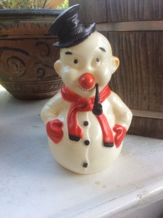 Vintage Snowman,  Retro,  Bakelite Plastic,  Pipe,  Large Red Nose,  Hy - G Prod