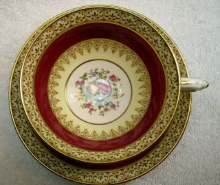 10 Vintage Bone China Paragon Grecian Red Teacup And Saucer England C1935 Evc