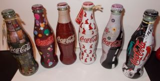 Rare Turkey Turkish Fashion Designer Sign.  Coca Cola Bottle Set Of Six With All T