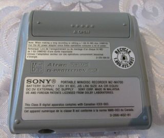 VINTAGE SONY HI - MD MINIDISC WALKMAN RECORDER MZ - NH700 5