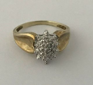 Vintage 10k Yellow & White Gold Diamond Engagement Cocktail Women 