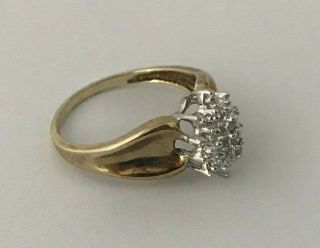 Vintage 10k Yellow & White Gold Diamond Engagement Cocktail Women ' s Ring Sz 7 2