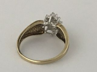 Vintage 10k Yellow & White Gold Diamond Engagement Cocktail Women ' s Ring Sz 7 4