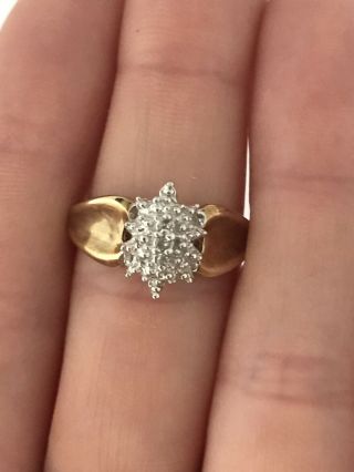 Vintage 10k Yellow & White Gold Diamond Engagement Cocktail Women ' s Ring Sz 7 5