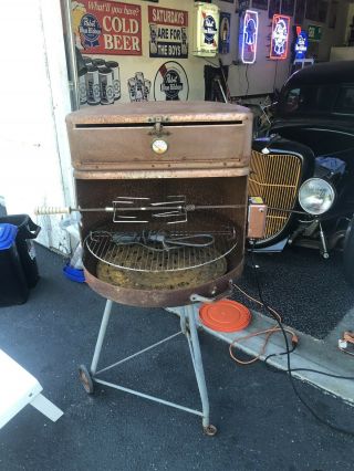 Vintage Charcoal Grill With Rotisserie
