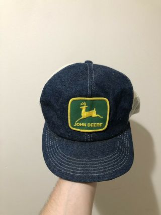 Vintage 70s 80s K Products K Brand John Deere Patch Denim Snapback Trucker Hat