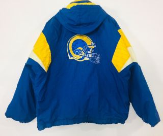 Vintage Los Angeles Rams Starter Hooded Coat Jacket Men Large L 3