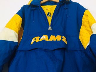 Vintage Los Angeles Rams Starter Hooded Coat Jacket Men Large L 4