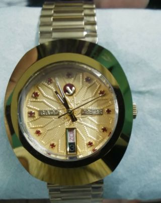 Vintage Rado Diastar Automatic Gold Plated Swiss Mens Wrist Watch Red Diamond 2