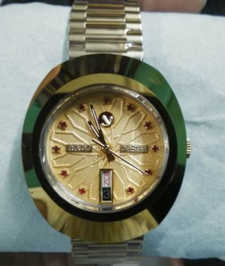 Vintage Rado Diastar Automatic Gold Plated Swiss Mens Wrist Watch Red Diamond 3