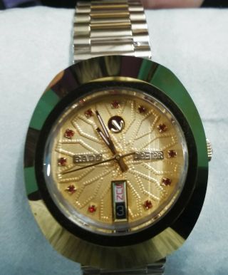 Vintage Rado Diastar Automatic Gold Plated Swiss Mens Wrist Watch Red Diamond 4
