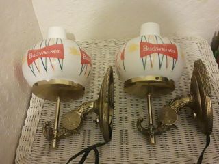 Set Of 2 Vintage Budweiser Bar Pub Wall Sconce Lamps,