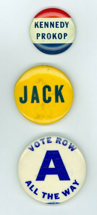 Vintage 1960 President John " Jack " Kennedy Political Pinback Buttons Vote Row A