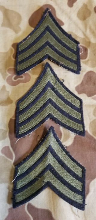 Wwii Us Army Sergeant Sgt Od Wool Insignia Rank Patch Airborne Paratrooper Gi