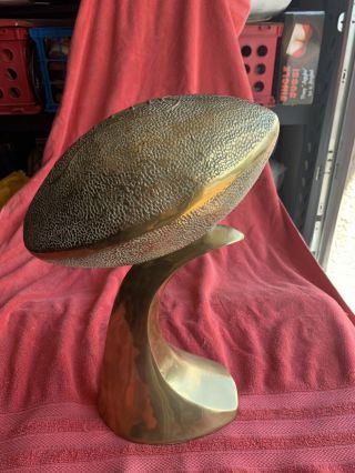 Vintage Brass Football Ball Sport Trophy 15 Inches Tall
