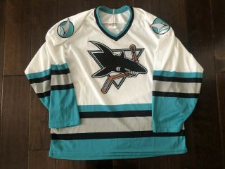 Vintage Ccm San Jose Sharks Stitched Hockey Jersey Men/adult Large