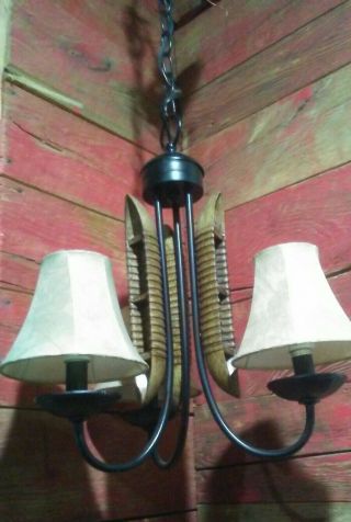 Vintage Wood Canoe Ceiling Light Fixture Chandelier Boat Lake Cabin House Rustic 2