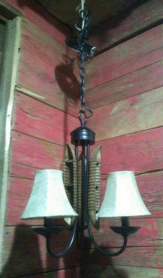 Vintage Wood Canoe Ceiling Light Fixture Chandelier Boat Lake Cabin House Rustic 5