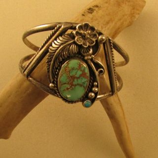 Vintage Southwest Turquoise Cuff Bracelet Atkinson Trading Co.  Sterling