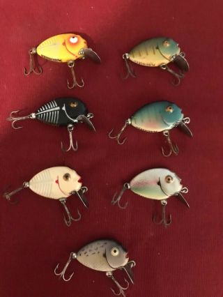 COMPLETE SET 7 Vintage HEDDON 380 TINY PUNKINSEED SPOOK Antique Fishing Lures 4