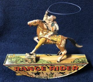 Vtg Marx Hopalong Cassidy Range Rider Tin Windup Lasso Toy Horse Htf Piece Nr