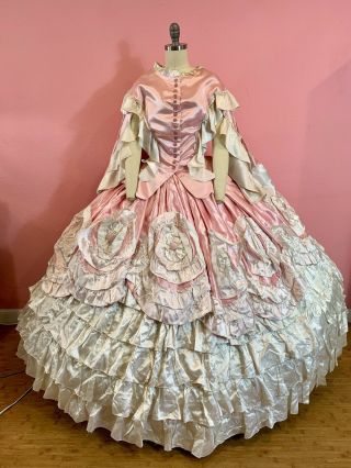 Vintage Costume • 18th Century Style Bodice & Skirt Satin Set
