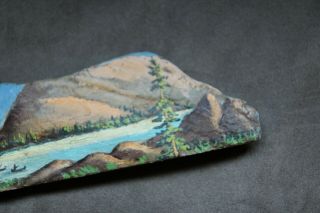 Vtg Joan Remington California Artist Hand Painted Slate Lake Canoes Mountain 10 