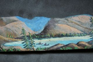 Vtg Joan Remington California Artist Hand Painted Slate Lake Canoes Mountain 10 