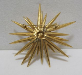 Glorious Vtg BOUCHER Numbered 0830 Petite Pearl Gold - Plated Starburst Brooch 7