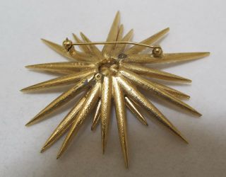 Glorious Vtg BOUCHER Numbered 0830 Petite Pearl Gold - Plated Starburst Brooch 8