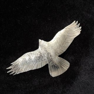 Vintage Courtney Peterson Eagle Necklace Pendant Hawk Flying Bird