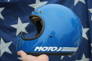 Vintage Bell Moto Star 3 Iii Motorcycle Helmet,  Blue Size 7 1/2