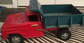Vintage 1959 Pressed Steel Toy Tonka Dump Truck Red And Green