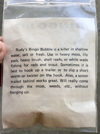 Vintage Texas Bingo Rudy’s Bubble Fishing Lure 4