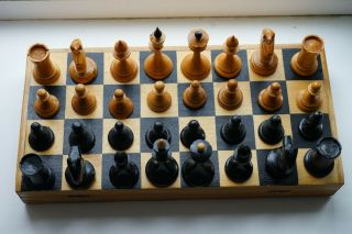 60s Vintage Soviet Chess Ussr,  Wooden Chess - Full Set
