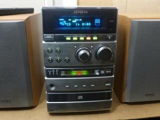 AIWA XR - MD100U Mini Disc MD CD Tape AM/FM Hi - Fi Mini System w Speakers RARE 6