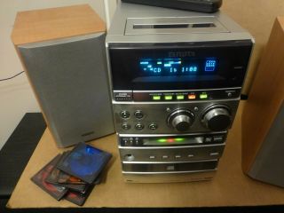 AIWA XR - MD100U Mini Disc MD CD Tape AM/FM Hi - Fi Mini System w Speakers RARE 9