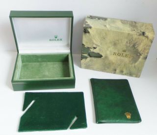 Vintage Rolex Oyster Leather Box 11.  00.  2 / Outer Box & Rolex Plastic Wallet