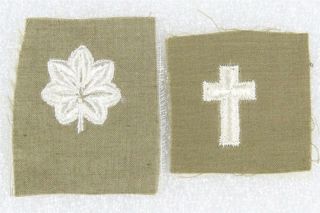 Cloth Army Officer Collar Insignia: Lt Colonel & Chaplain Set - Khaki