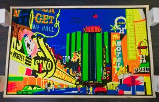 Rare Early 70`s Downtown Las Vegas Nevada Casino Retro Map Black light Poster 11